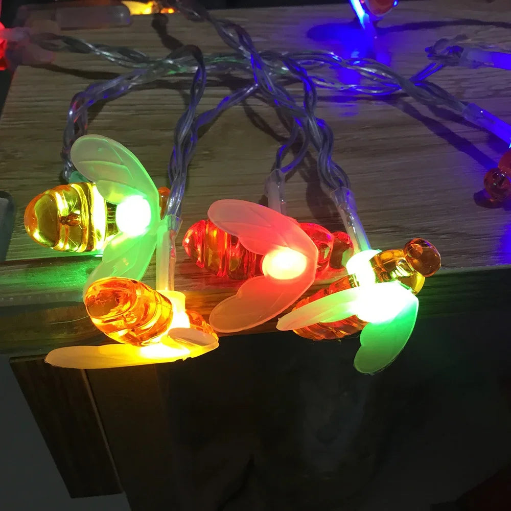 Solar LED String Bees Light for Outdoor Holiday Party, Garden, Tree, Fence, Balcony, Christmas, and Wedding Decoration