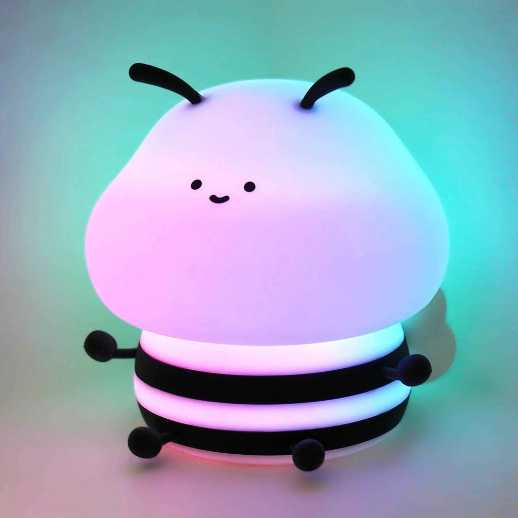 Cute LED Night light Bee Cartoon Animals Silicone Lamp for Children Kid Touch Sensor Timing USB Rechargeable For Birthday Gifts