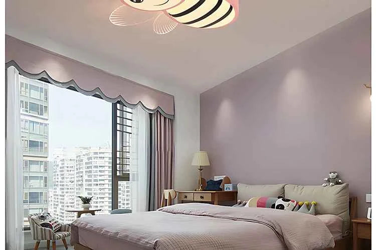 New Children's Room Bee Ceiling Light Princess Room Rainbow Cloud Bedroom Light Simple Modern Cartoon Light Remote Control