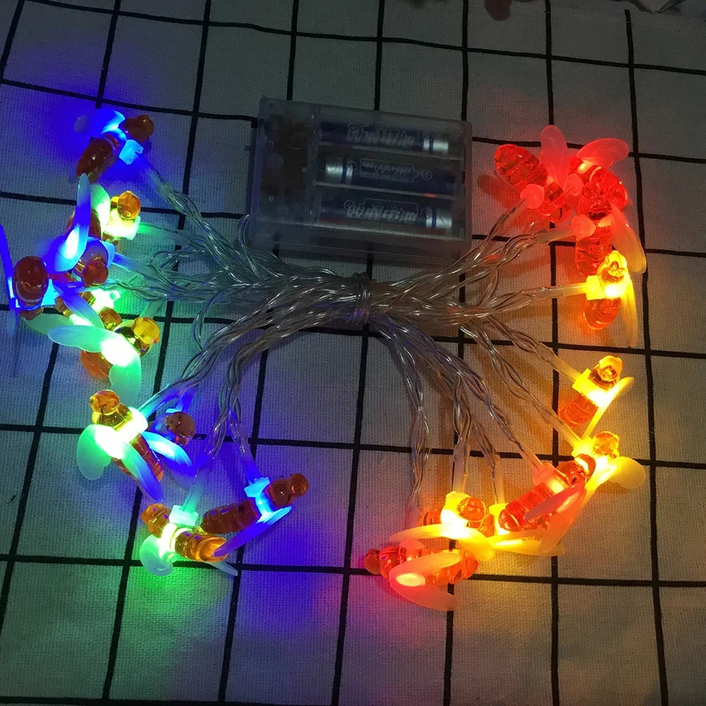 Solar LED String Bees Light for Outdoor Holiday Party, Garden, Tree, Fence, Balcony, Christmas, and Wedding Decoration