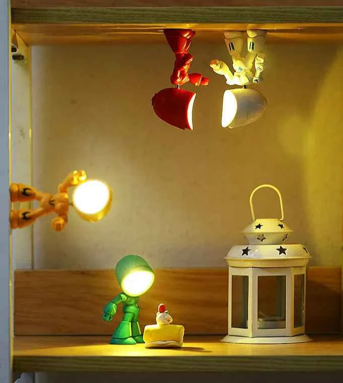 Bees Light - Mini Cute Cartoon Table Lamp Folding Dimmable Adjustable Angle AAA Battery Powered LED Night Light Eye Protection Lamp