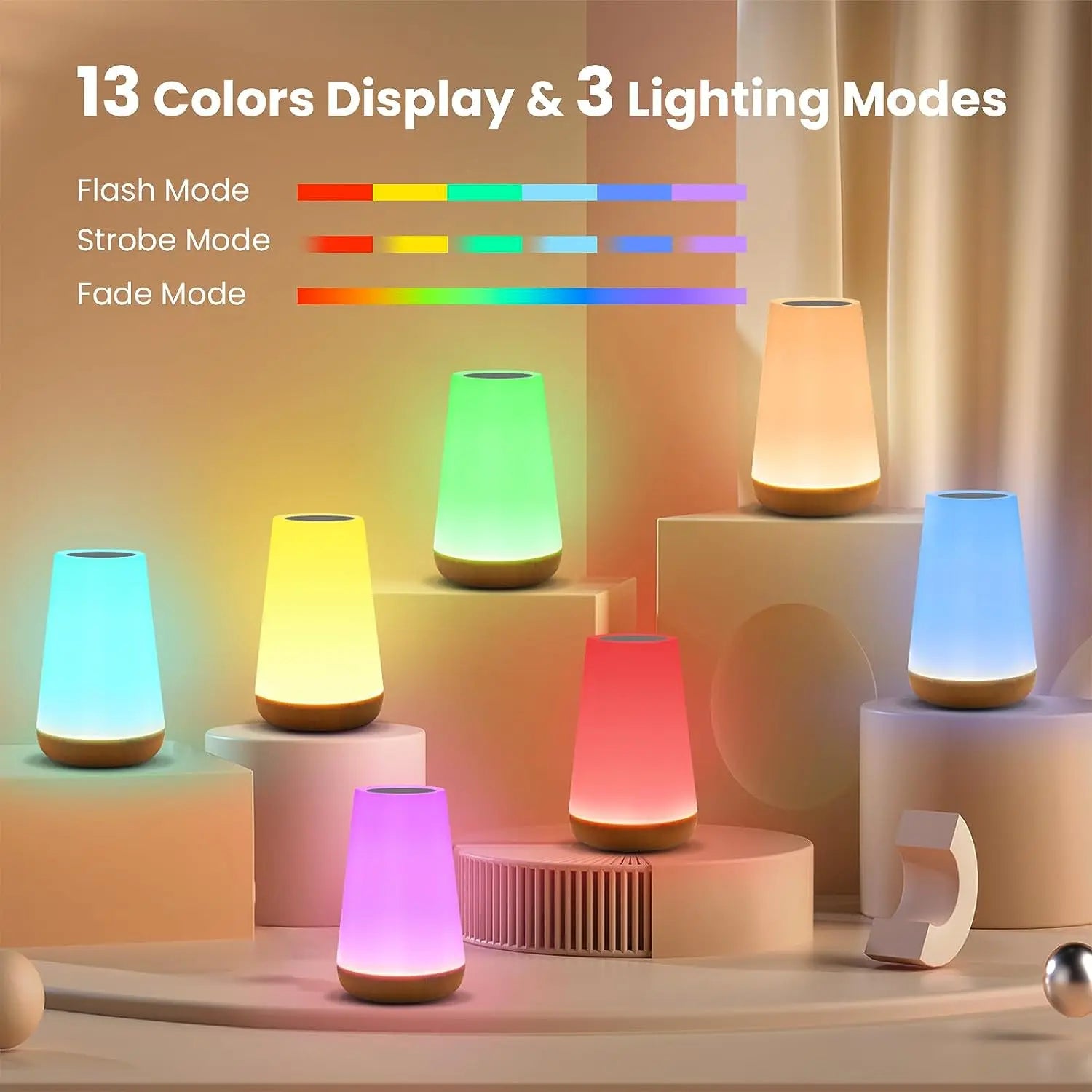 1111111Bees Light - 13-Color RGB Night Light with Touch & Remote Control – USB, Rechargeable, Bedside Lamp Dimmable Lamp Portable, Table | [[Product type]] Lighting – Bees Light