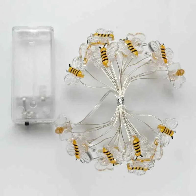 3/1M LED Bee Lights String Battery Powered Outdoor Waterproof Fairy Garland Lamp For Festival Christmas Garden Bedroom Decor