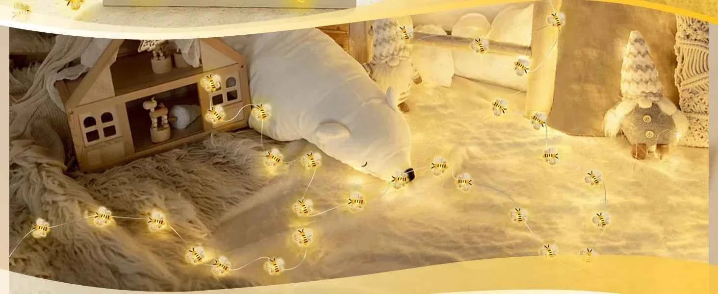 Honeybee String Lights Fairy Lights , bee  Decorations String Lights for Bedroom Plants Patios Party Wedding Party Xmas