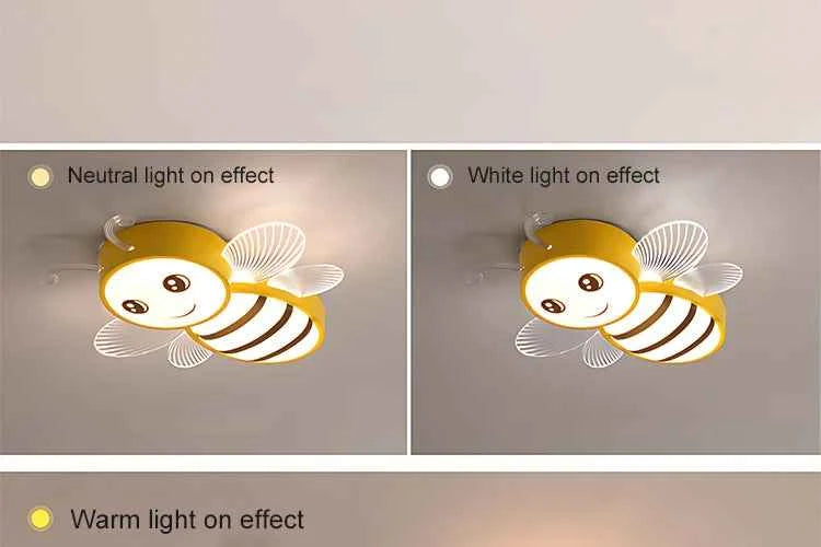 New Children's Room Bee Ceiling Light Princess Room Rainbow Cloud Bedroom Light Simple Modern Cartoon Light Remote Control