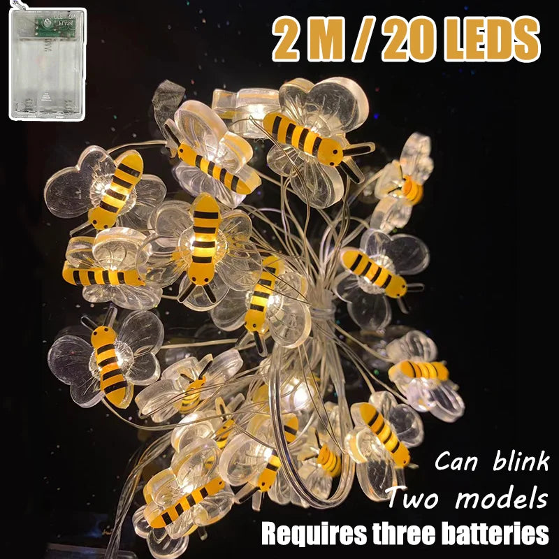 Honey Bees Light String - Fairy Lights for Bedroom, Plants, Patios, Party, Wedding, and Christmas Decorations