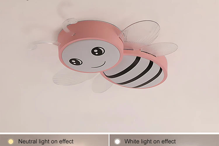 New Children's Room Ceiling Bees Light - Simple Modern Cartoon Rainbow Cloud Bedroom Light with Remote Control