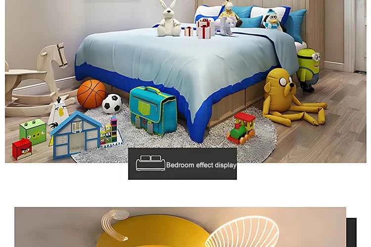 New Children's Room Bee Ceiling Light Princess Room Rainbow Cloud Bedroom Light Simple Modern Cartoon Light Remote Control