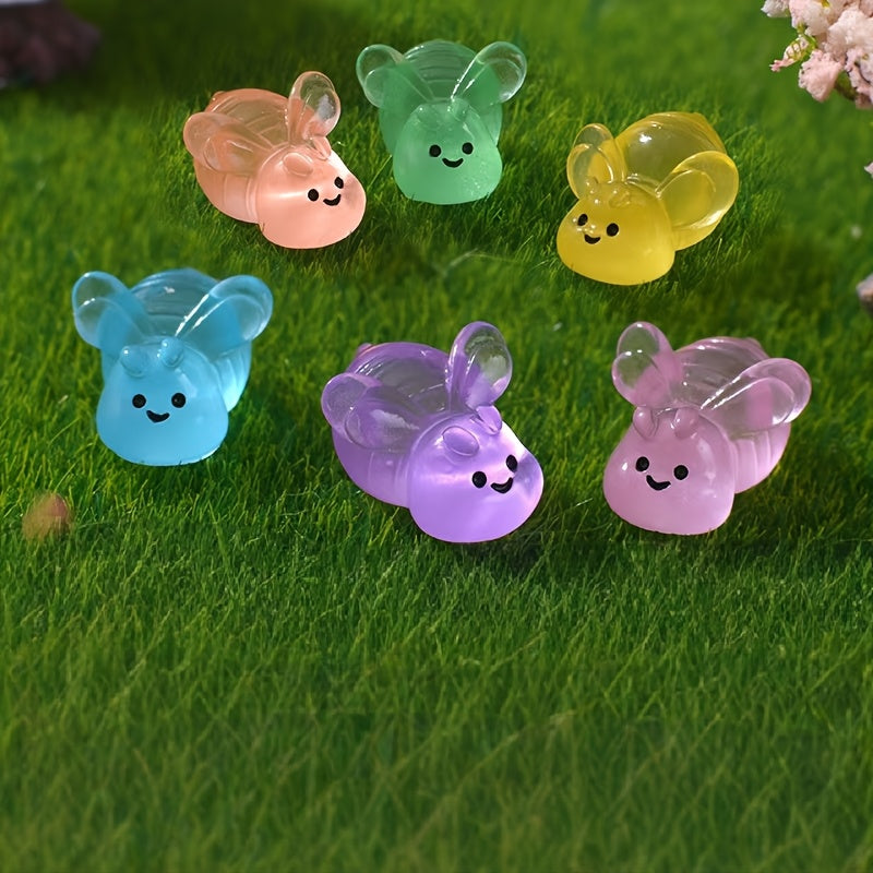 Miniature Craft Bees Light Glow Dark - Set of 6 DIY Decorative Bee Ornaments for Summer Parties and Home Decor