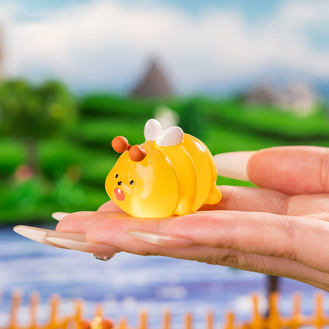 3pcs Glow-in-the-Dark Bees Light Figurines - Adorable Cartoon-Style Decor for Home, Party, and Garden