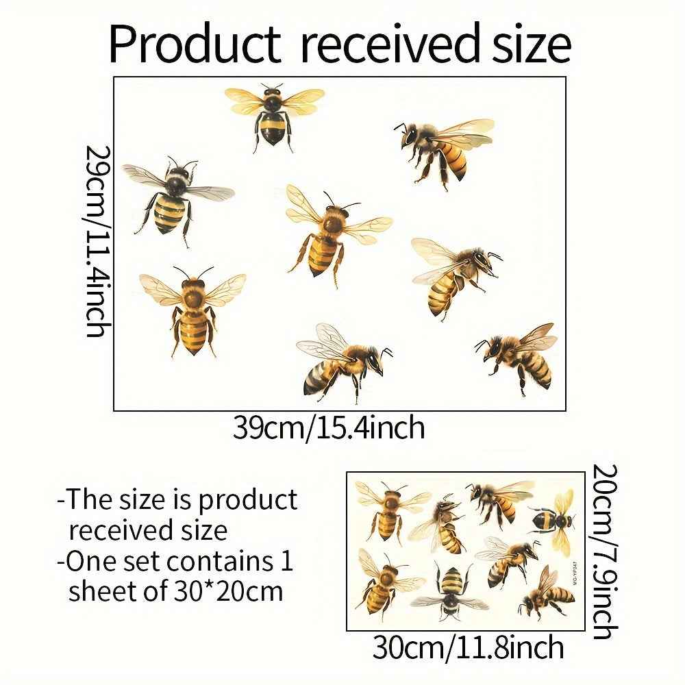Charming Bee-Themed Glow-in-the-Dark Wall Decal - Removable & Waterproof PVC Sticker for Living Room, Bedroom, Dorms, Classrooms - 7.9x11.8 inches