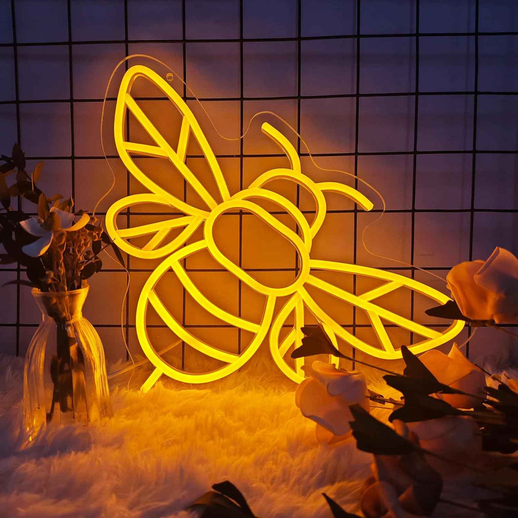 Bee LED Neon Light - USB Powered, Adjustable Brightness, Wall-Mounted Neon Light with Bee Design, Multi-Color Options, No Batteries Needed, Perfect For Wall Decor, New Year & Holiday Gifts, Bee Decorations