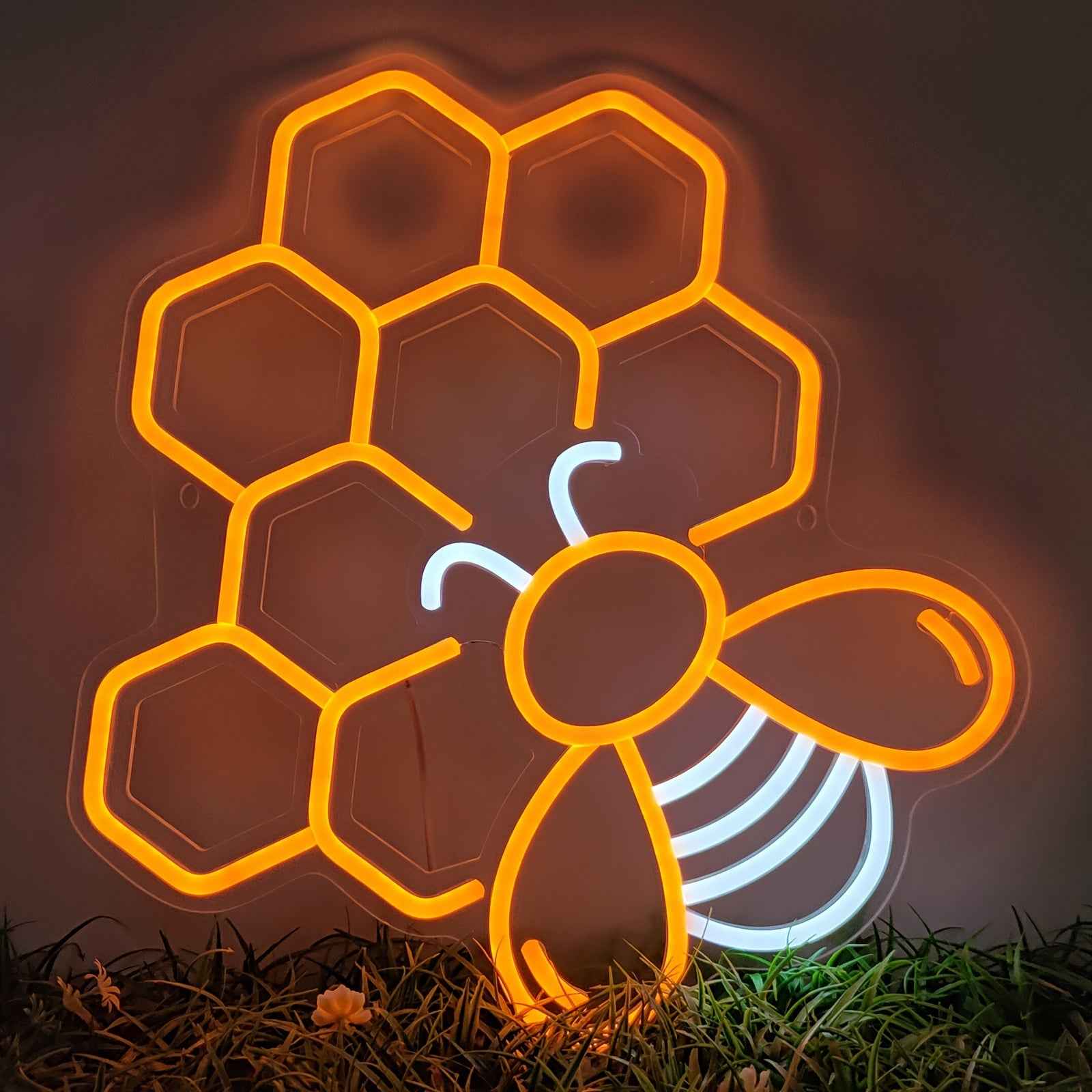 [Honeycomb Neon Sign] 1pc Honeycomb Neon Sign - 15.7"x14.6", 5V USB Powered, Dimmable Switch - Bee Lover Gift for Bedroom, Office Decor, Lighting and Decor Accessory