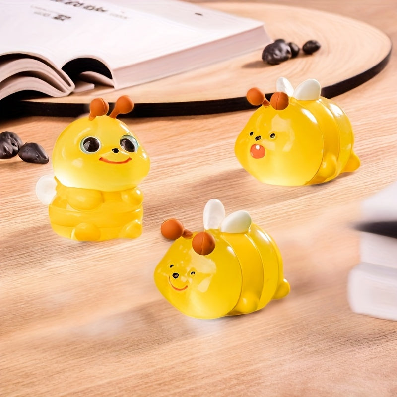 3pcs Glow-in-the-Dark Bees Light Figurines - Adorable Cartoon-Style Decor for Home, Party, and Garden