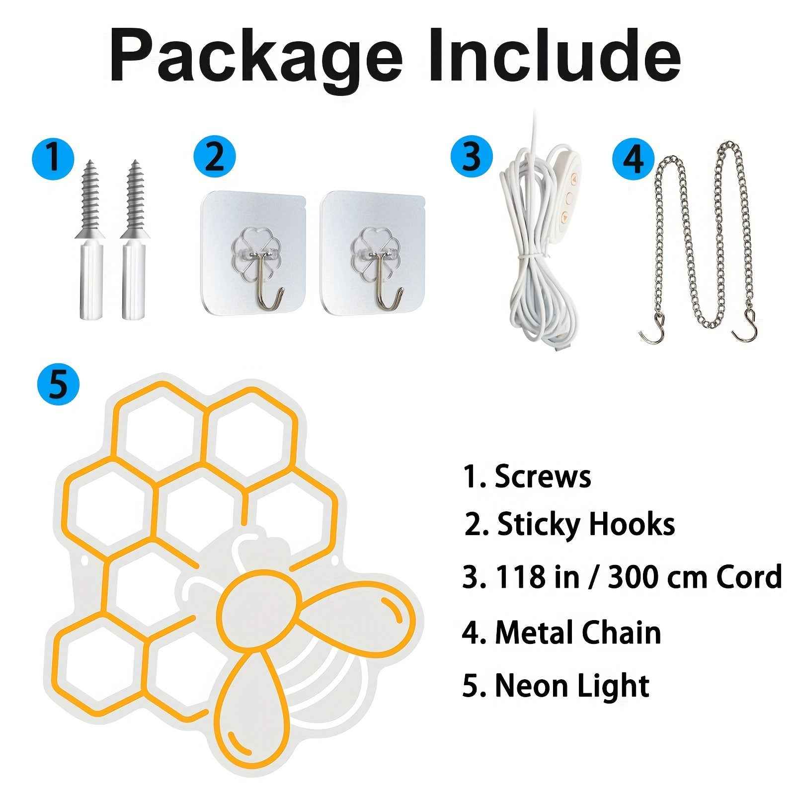 [Honeycomb Neon Sign] 1pc Honeycomb Neon Sign - 15.7"x14.6", 5V USB Powered, Dimmable Switch - Bee Lover Gift for Bedroom, Office Decor, Lighting and Decor Accessory