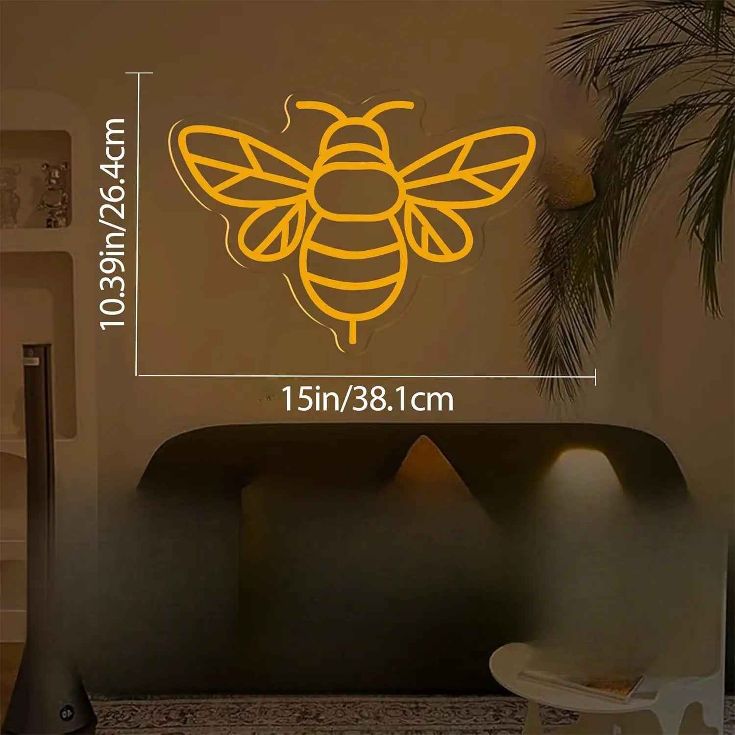 Bee LED Neon Light - USB Powered, Adjustable Brightness, Wall-Mounted Neon Light with Bee Design, Multi-Color Options, No Batteries Needed, Perfect For Wall Decor, New Year & Holiday Gifts, Bee Decorations