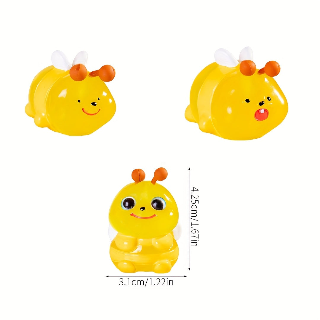 3pcs Glow-in-the-Dark Bees Light Figurines - Adorable Cartoon-Style Decor for Home, Party, and Garden