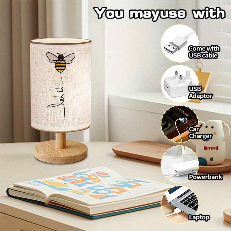 1pc Bee Flight Pattern USB-Powered Table Lamp with Geometric Design - Up-Lighting for Living Room, Bedroom Decor, Modern Home Gift Idea