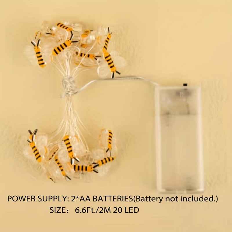 [Little Bee LED String Lights] 1pc Little Bee LED String Lights - 6.6ft 20 Bees Fairy Lights for Bedroom, Living Room, Plants, Courtyard, Party, Wedding, Halloween, Christmas - Warm White Ambiance and Energy Efficient, Ramada